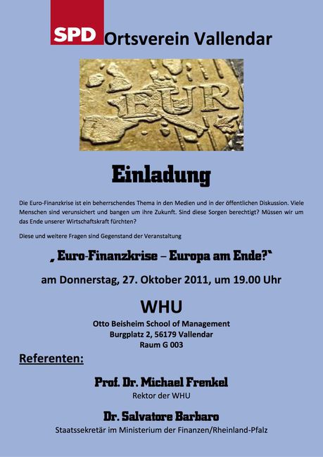 Veranstaltung WHU (EuroKrise) - Einladung
